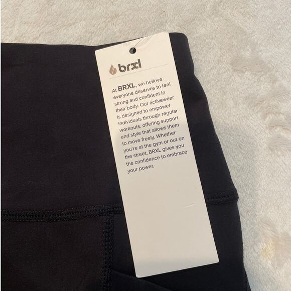 NEW BRXL Women's No Front Seam High Waist 5" Biker Shorts Large Black High Rise - Picture 8 of 11